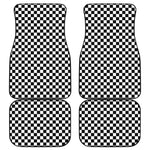 Black And White Checkered Pattern Print Front and Back Car Floor Mats