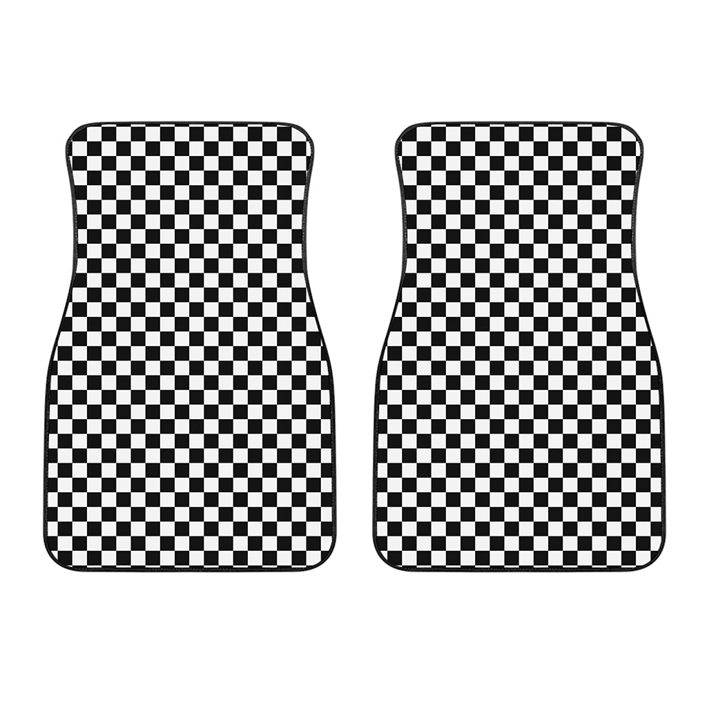 Black And White Checkered Pattern Print Front Car Floor Mats