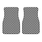 Black And White Checkered Pattern Print Front Car Floor Mats