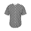 Black And White Checkered Pattern Print Men's Baseball Jersey