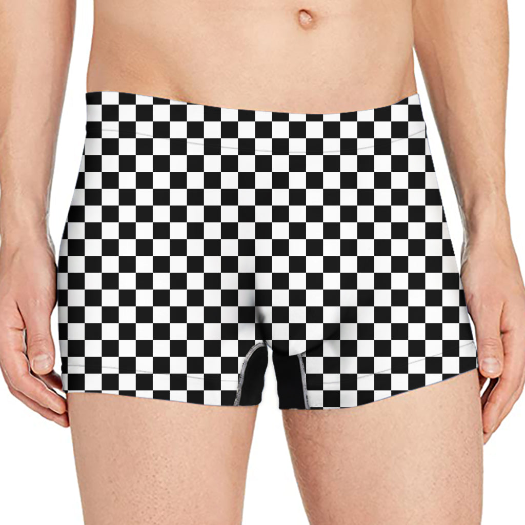 Black And White Checkered Pattern Print Men's Boxer Briefs