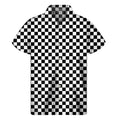 Black And White Checkered Pattern Print Men's Short Sleeve Shirt
