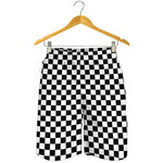 Black And White Checkered Pattern Print Men's Shorts