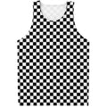 Black And White Checkered Pattern Print Men's Tank Top