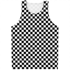 Black And White Checkered Pattern Print Men's Tank Top