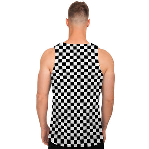 Black And White Checkered Pattern Print Men's Tank Top