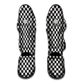 Black And White Checkered Pattern Print Muay Thai Shin Guards