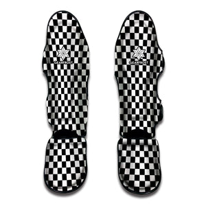 Black And White Checkered Pattern Print Muay Thai Shin Guard