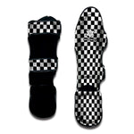 Black And White Checkered Pattern Print Muay Thai Shin Guard