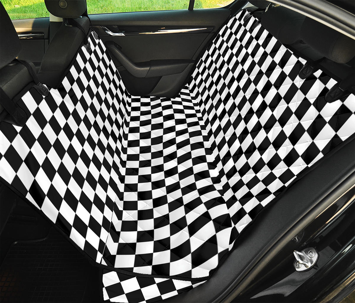 Black And White Checkered Pattern Print Pet Car Back Seat Cover