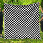Black And White Checkered Pattern Print Quilt