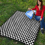 Black And White Checkered Pattern Print Quilt