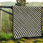 Black And White Checkered Pattern Print Quilt