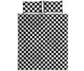 Black And White Checkered Pattern Print Quilt Bed Set