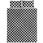 Black And White Checkered Pattern Print Quilt Bed Set