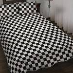 Black And White Checkered Pattern Print Quilt Bed Set
