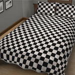 Black And White Checkered Pattern Print Quilt Bed Set