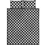 Black And White Checkered Pattern Print Quilt Bed Set