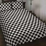 Black And White Checkered Pattern Print Quilt Bed Set