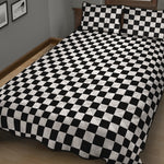 Black And White Checkered Pattern Print Quilt Bed Set