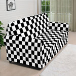 Black And White Checkered Pattern Print Sofa Cover