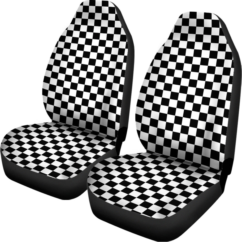 Black And White Checkered Pattern Print Universal Fit Car Seat Covers