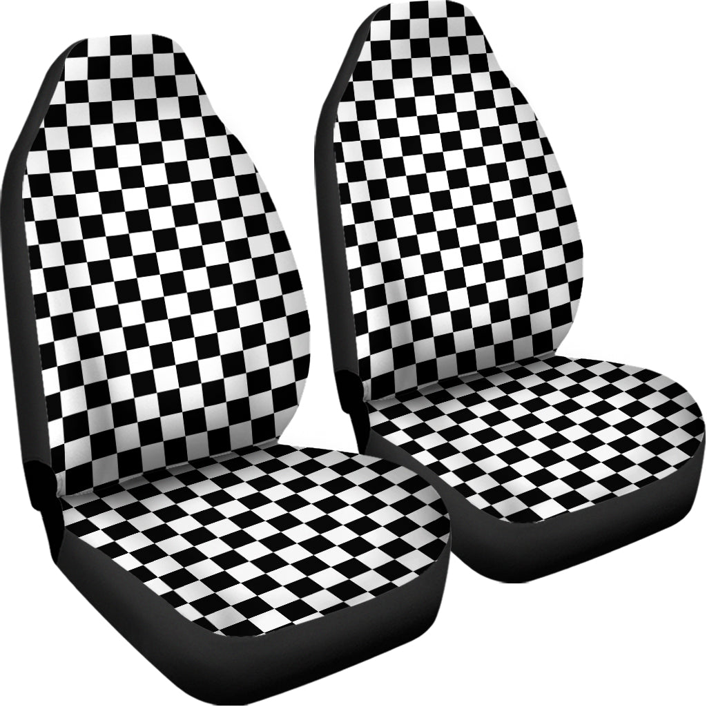 Black And White Checkered Pattern Print Universal Fit Car Seat Covers