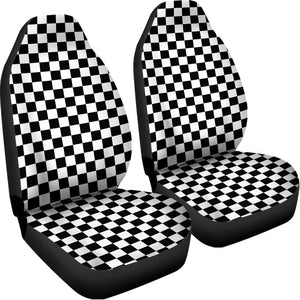 Black And White Checkered Pattern Print Universal Fit Car Seat Covers