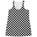Black And White Checkered Pattern Print Women's Racerback Tank Top