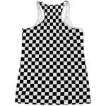 Black And White Checkered Pattern Print Women's Racerback Tank Top