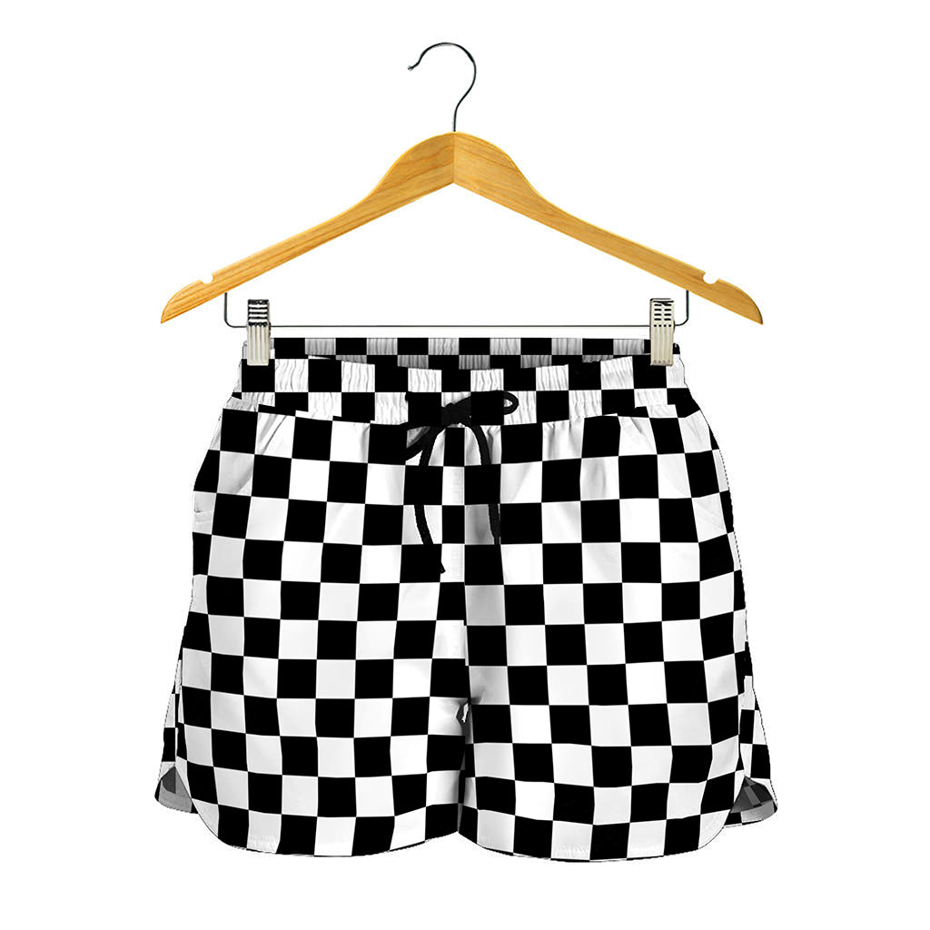 Black And White Checkered Pattern Print Women's Shorts