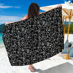 Black And White Cherry Blossom Print Beach Sarong Wrap
