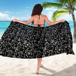 Black And White Cherry Blossom Print Beach Sarong Wrap