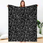 Black And White Cherry Blossom Print Blanket