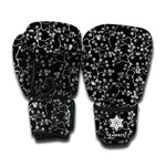 Black And White Cherry Blossom Print Boxing Gloves