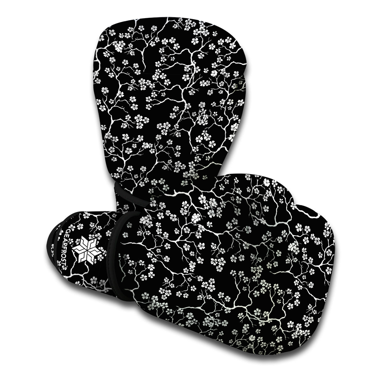 Black And White Cherry Blossom Print Boxing Gloves