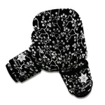 Black And White Cherry Blossom Print Boxing Gloves