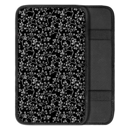 Black And White Cherry Blossom Print Car Center Console Cover