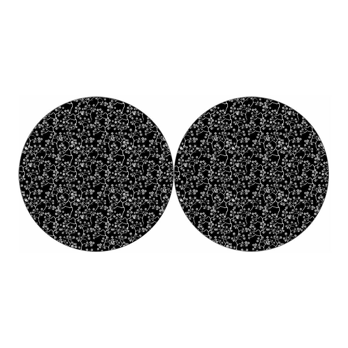 Black And White Cherry Blossom Print Car Coasters