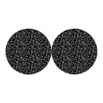 Black And White Cherry Blossom Print Car Coasters