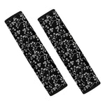 Black And White Cherry Blossom Print Car Seat Belt Covers