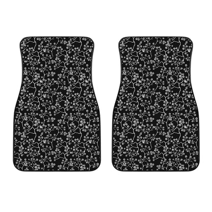 Black And White Cherry Blossom Print Front Car Floor Mats