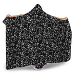 Black And White Cherry Blossom Print Hooded Blanket