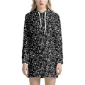 Black And White Cherry Blossom Print Pullover Hoodie Dress