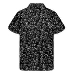 Black And White Cherry Blossom Print Men's Short Sleeve Shirt