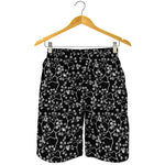 Black And White Cherry Blossom Print Men's Shorts