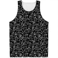 Black And White Cherry Blossom Print Men's Tank Top