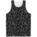 Black And White Cherry Blossom Print Men's Tank Top