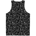 Black And White Cherry Blossom Print Men's Tank Top