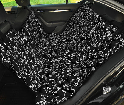 Black And White Cherry Blossom Print Pet Car Back Seat Cover